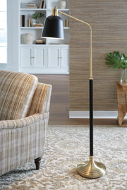 Clairwell Black/Gold Finish Floor Lamp - L734421