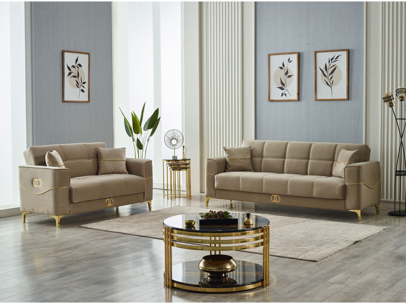 Clara 3-pieces (Sofa & Loveseat & Chair) Livingroom Set Beige in Beige - 101-CLA-LV260-321