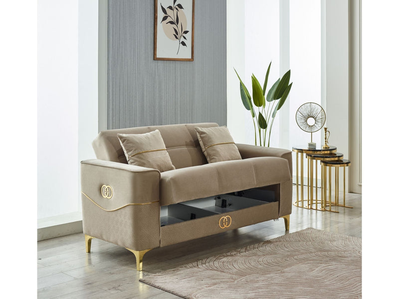 Clara 4-pieces (Sofa & Loveseat & 2 Chair) Livingroom Set Beige in Beige - 101-CLA-LV260-3211