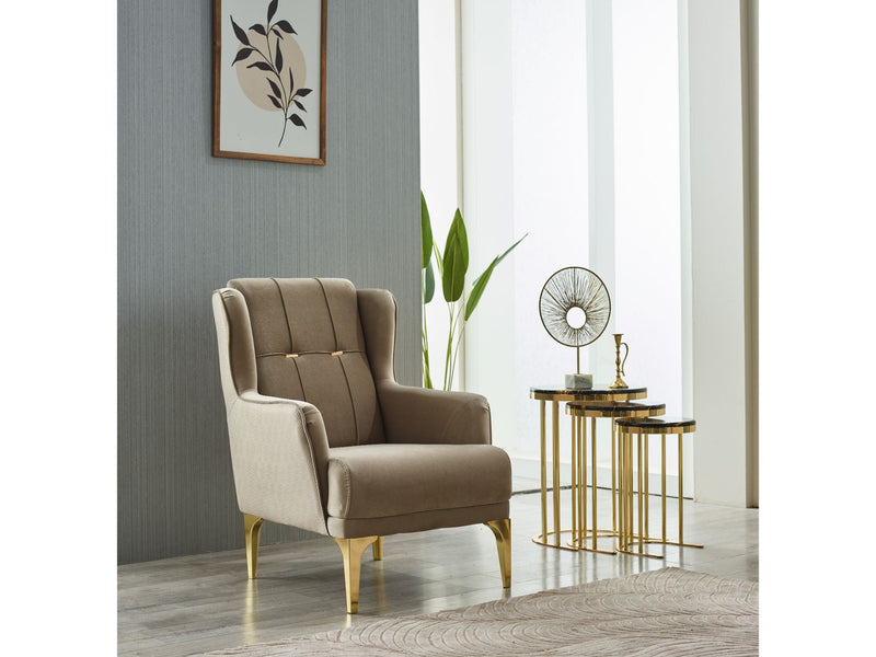 Clara 4-pieces (Sofa & Loveseat & 2 Chair) Livingroom Set Beige in Beige - 101-CLA-LV260-3211