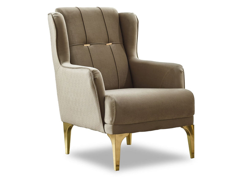 Clara 4-pieces (Sofa & Loveseat & 2 Chair) Livingroom Set Beige in Beige - 101-CLA-LV260-3211