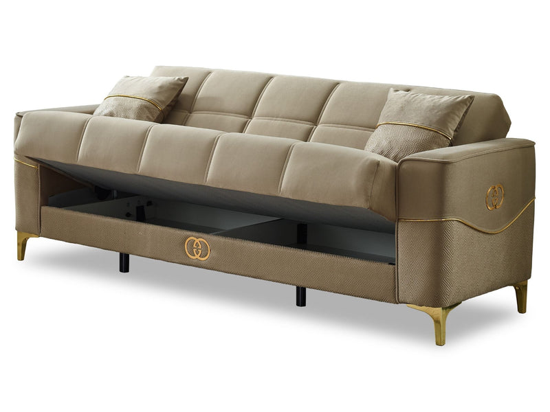 Clara 4-pieces (Sofa & Loveseat & 2 Chair) Livingroom Set Beige in Beige - 101-CLA-LV260-3211