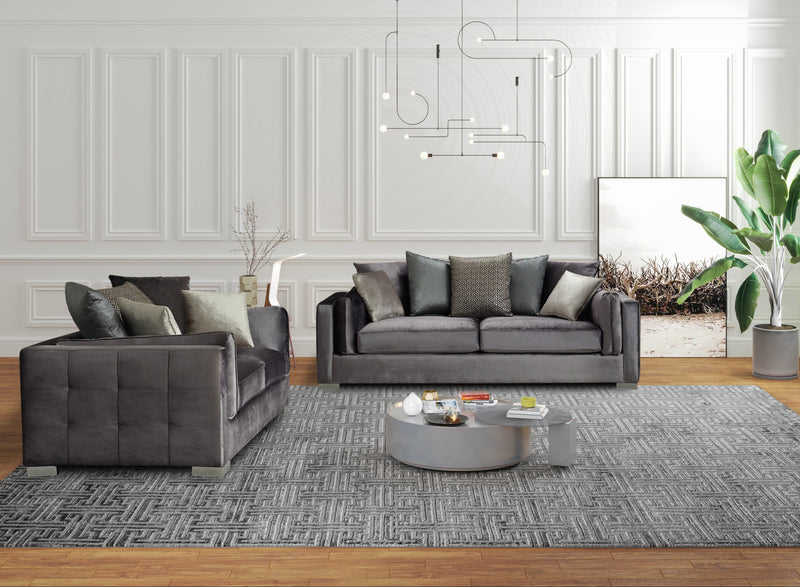 Clara Gray Velvet Sofa & Loveseat - CLARAGRAY-SL