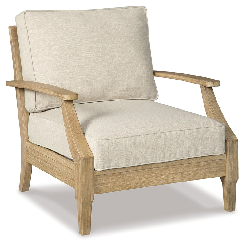 Clare View 2 Outdoor Chairs with End Table in Beige from Ashley - DMV Furniture