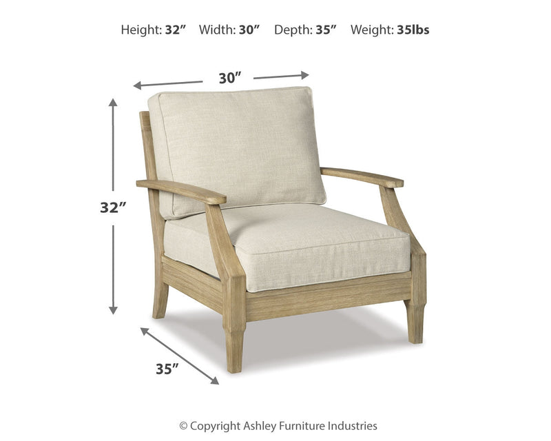 Clare View 2 Outdoor Chairs with End Table in Beige from Ashley - DMV Furniture