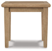Clare View 2 Outdoor Chairs with End Table in Beige from Ashley - DMV Furniture