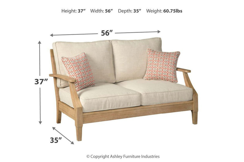 Clare View Beige Loveseat with Cushion - DMV FurnitureLoveseat