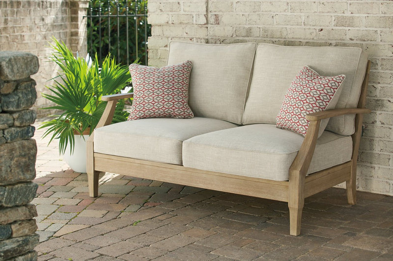 Clare View Beige Loveseat with Cushion - DMV FurnitureLoveseat