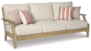 Clare View Outdoor Sofa and  2 Lounge Chairs with Coffee Table and 2 End Tables in Beige - PKG015420