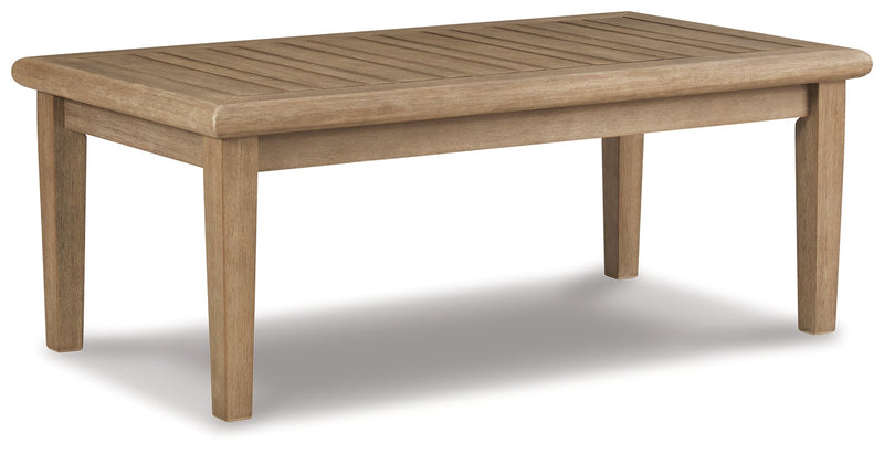 Clare View Outdoor Sofa and  2 Lounge Chairs with Coffee Table and 2 End Tables in Beige - PKG015420
