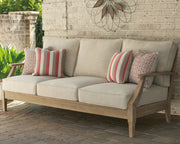 Clare View Outdoor Sofa with Lounge Chair in Beige - PKG014564