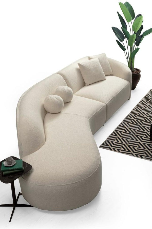 Cloe Ivory Boucle Curved LAF Sectional [ETA: 3/10] - CLOEBOUCLE-SECLAF