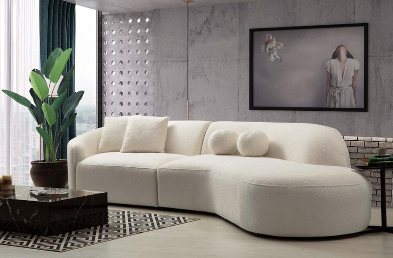 Cloe Ivory Boucle Curved RAF Sectional - DMV FurnitureSectional