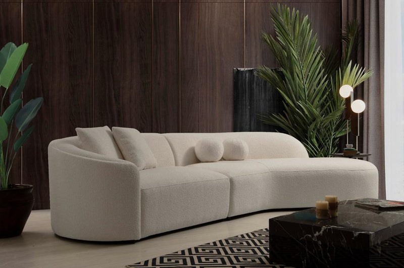 Cloe Ivory Boucle Curved RAF Sectional - DMV FurnitureSectional