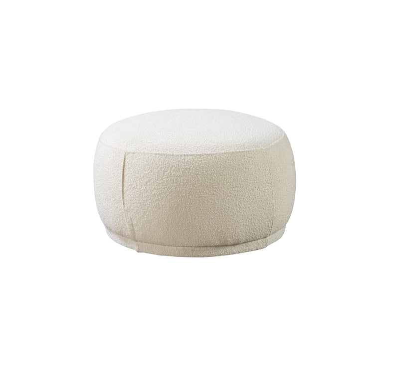 Cloe Ivory Boucle Round Ottoman - CLOEIVORY-OTT