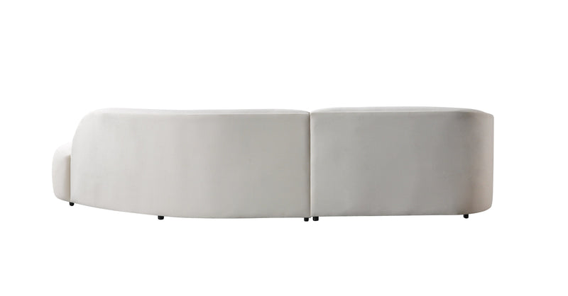 Cloe Ivory Velvet Curved 134" RAF Sectional - CLOEIVVL-SECRAF