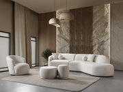 Cloe Ivory Velvet Curved 134" RAF Sectional - CLOEIVVL-SECRAF