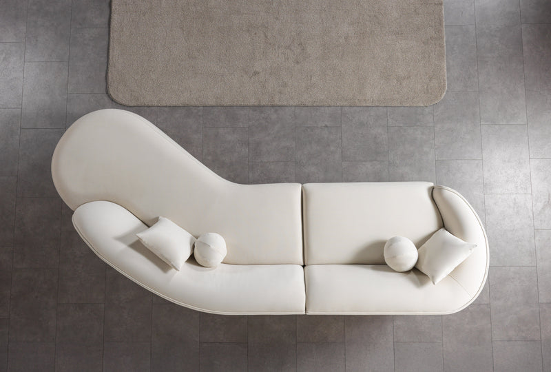 Cloe Ivory Velvet Curved 134" RAF Sectional - CLOEIVVL-SECRAF