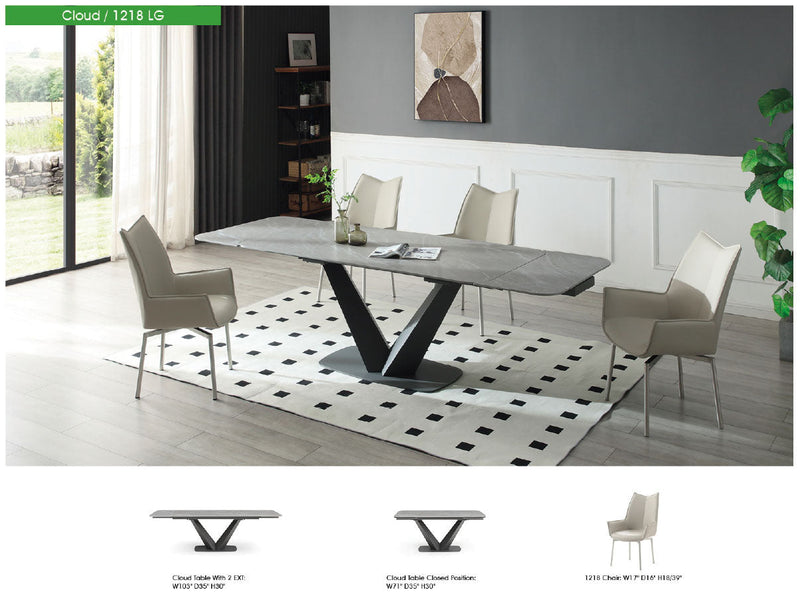 Cloud Table with 1218 swivel grey taupe chairs SET - p13219