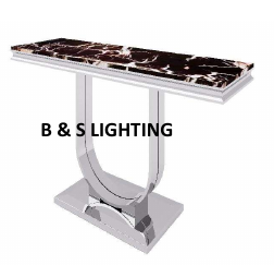 CN2001C 52 X 16 X 32  - SILVER STAINLESS STEEL + MARBLE  CONSOLE TABLE - 210000007479