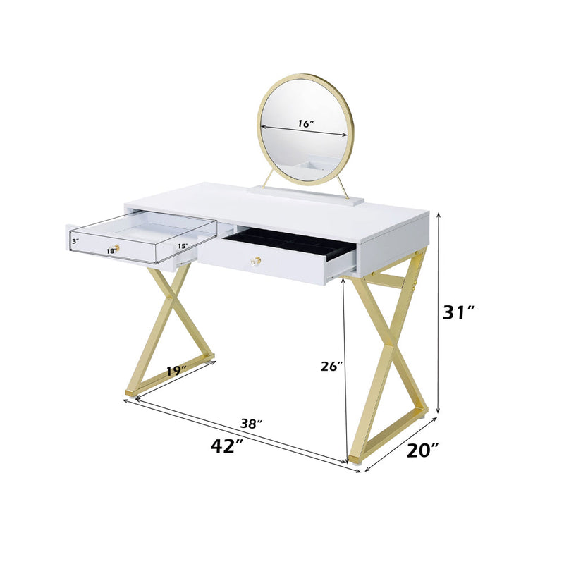 Coleen Vanity Desk W/Mirror & Jewelry Tray - AC00667