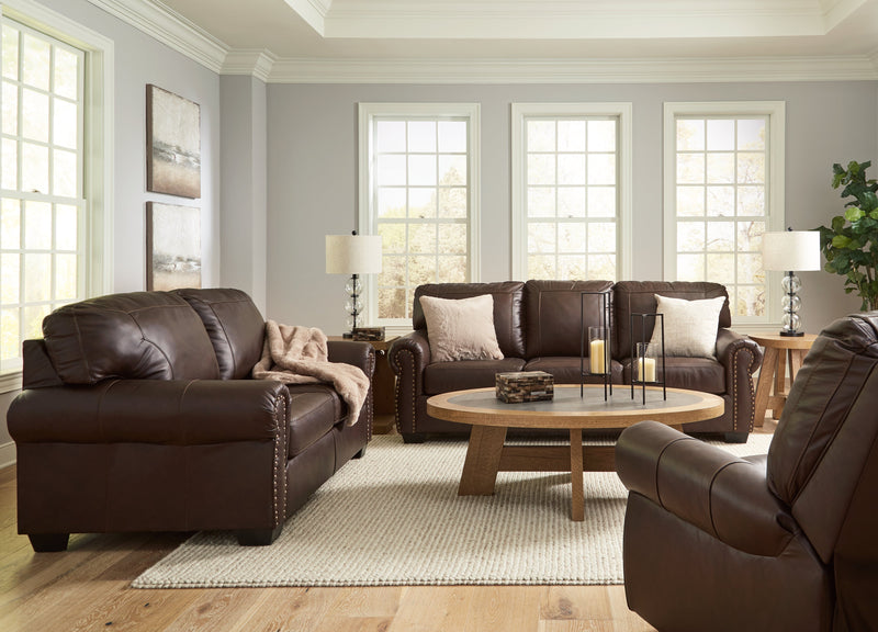 Colleton Sofa, Loveseat and Recliner in Dark Brown - PKG015827