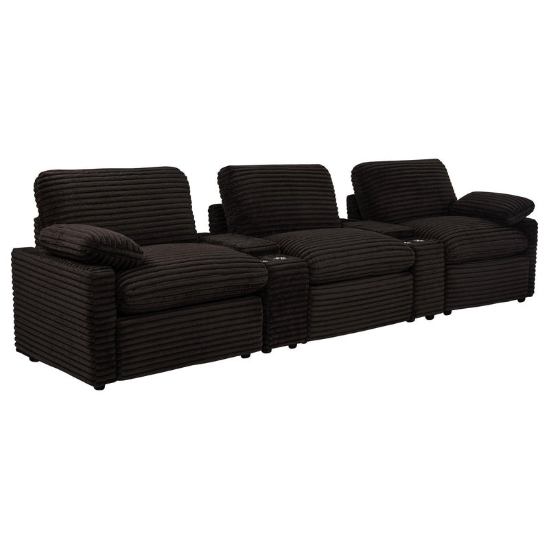 Collins 5-Piece Power Reclining Home Theater Seating Chocolate Brown - 610351PT