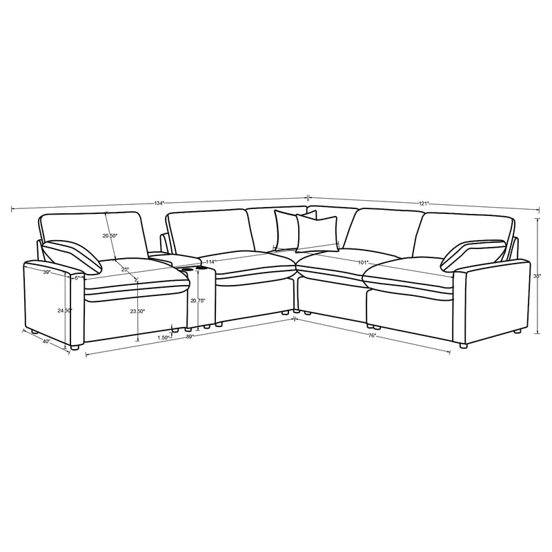 Collins 6-piece Modular Power Reclining Sectional Dark Grey - 609530P-SET