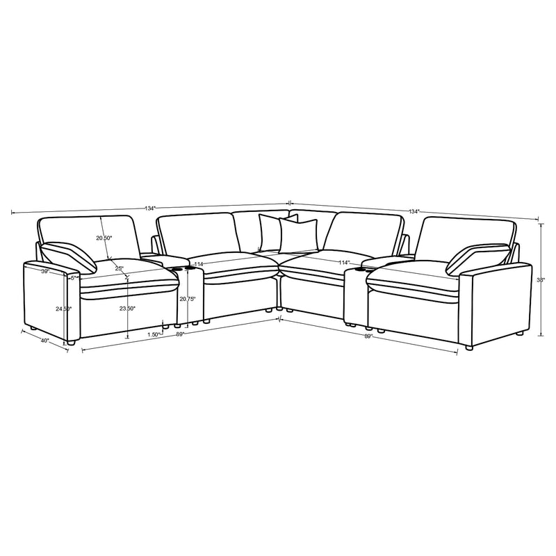 Collins 7-piece Modular Power Reclining Sectional Grey - 609560P-SETA