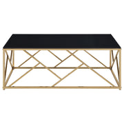 Comisso Contemporary 3-Piece Tempered Glass Coffee Table Set Gold - 701690