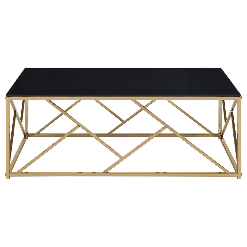 Comisso Contemporary 3-Piece Tempered Glass Coffee Table Set Gold - 701690