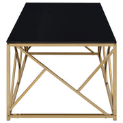 Comisso Contemporary 3-Piece Tempered Glass Coffee Table Set Gold - 701690