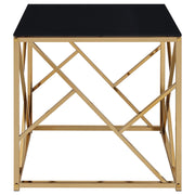 Comisso Contemporary 3-Piece Tempered Glass Coffee Table Set Gold - 701690