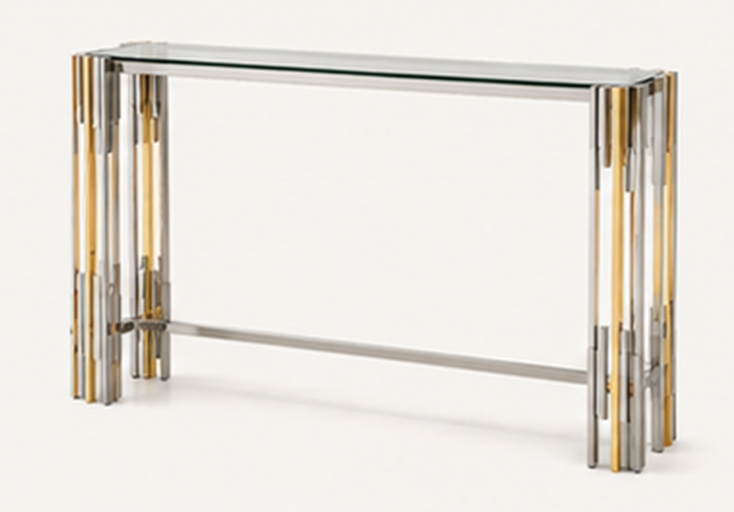 CON2011 Console Table - Stainless Steel + Glass - 210000008021