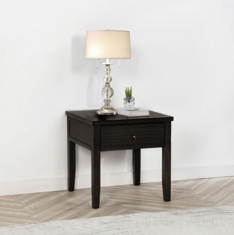 Concord 1-drawer Square End Table Distressed Java - 710577