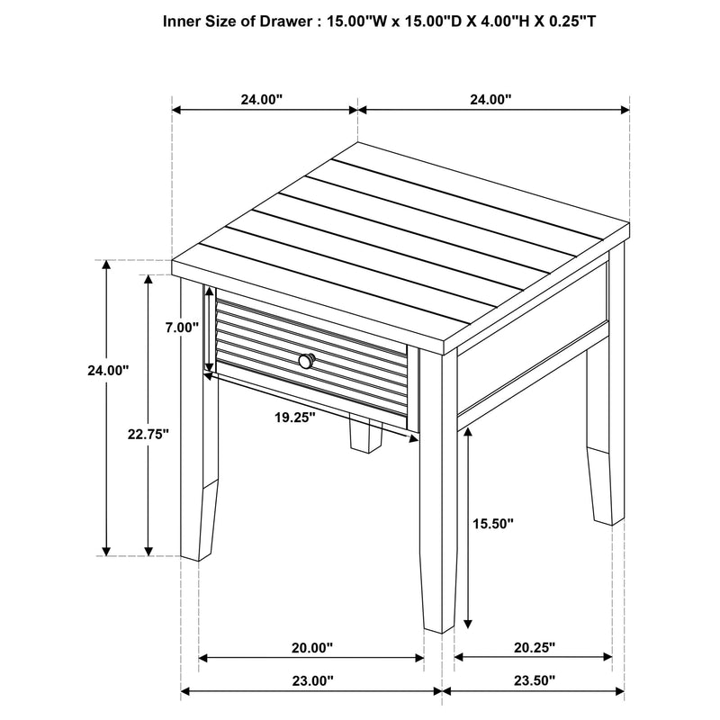 Concord 1-drawer Square End Table Distressed Java - 710577