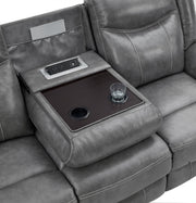 Conrad 2-piece Upholstered Padded Arm Motion Sofa Set Grey - 650354-S2
