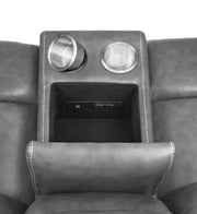 Conrad 2-piece Upholstered Padded Arm Motion Sofa Set Grey - 650354-S2
