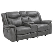 Conrad 2-piece Upholstered Padded Arm Motion Sofa Set Grey - 650354-S2