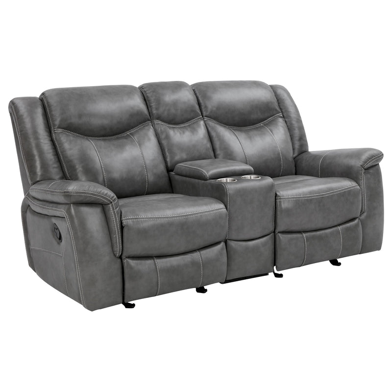 Conrad 2-piece Upholstered Padded Arm Motion Sofa Set Grey - 650354-S2