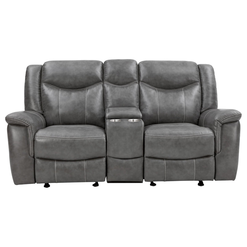 Conrad 2-piece Upholstered Padded Arm Motion Sofa Set Grey - 650354-S2