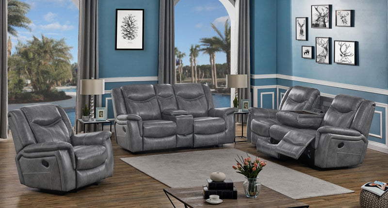 Conrad Upholstered Padded Arm Glider Loveseat Grey - 650355