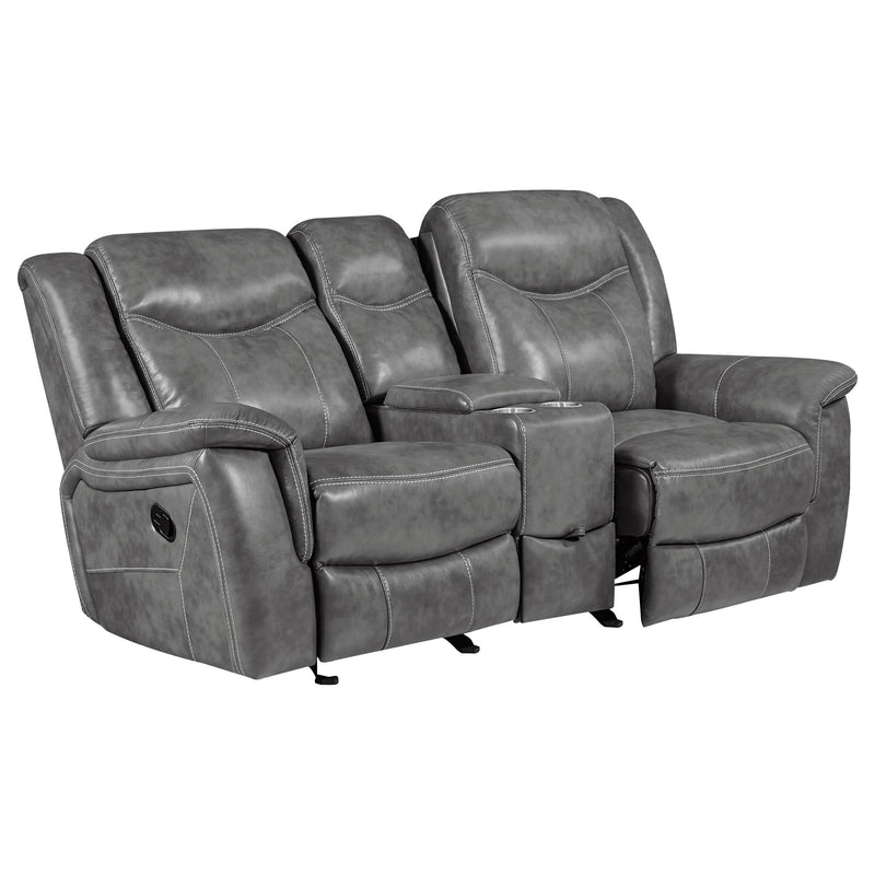 Conrad Upholstered Padded Arm Glider Loveseat Grey - 650355