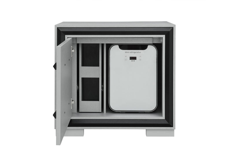 Amelia Grey/Black Nightstand With Cooler And Speaker - AMELIA-GREY/BLACK-NS W/ COOLER & SPEAKER