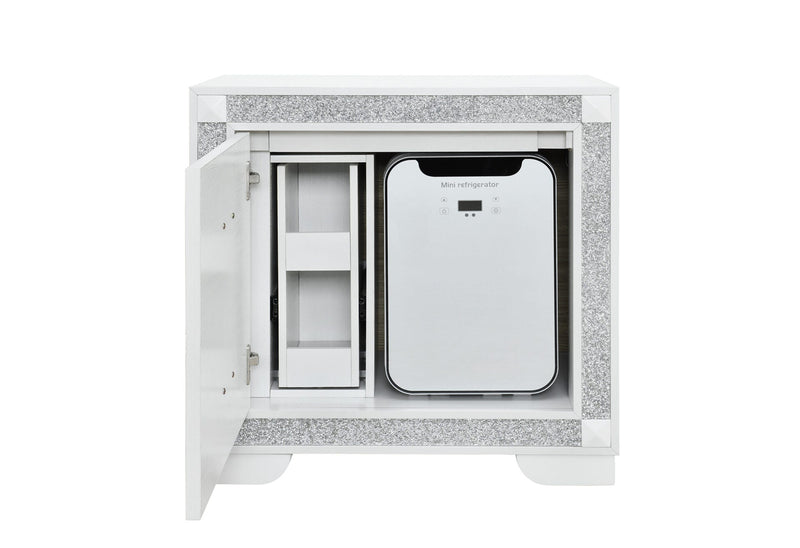Soleil White Nightstand With Cooler And Speaker - SOLEIL-WHITE-NS W/COOLER + SPKR