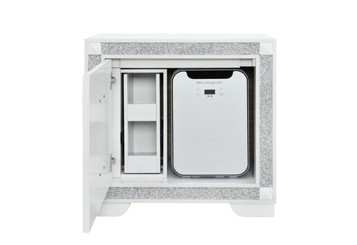 Soleil White Nightstand With Cooler And Speaker - SOLEIL-WHITE-NS W/COOLER + SPKR