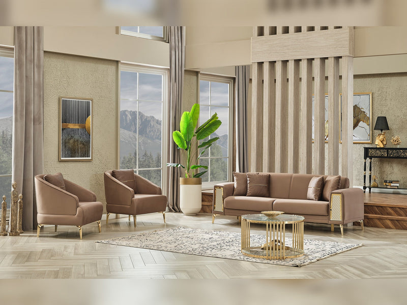 Cordoba 3-pieces (Sofa & Loveseat & Chair) Livingroom in Light Brown - 200-SER-COR-ANKA901-321