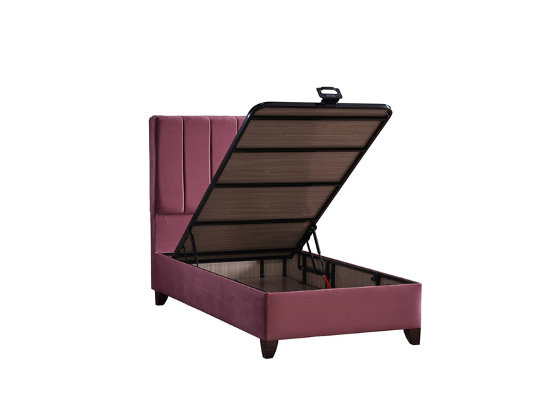 Cordoba Storage Bed With Headboard - Queen in Dusty Rose - 110-COR-L44-150-SB