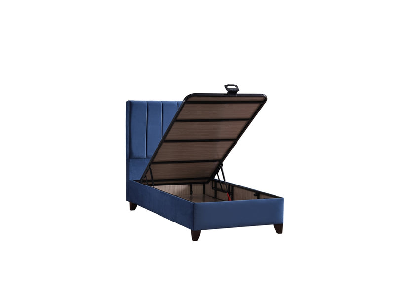 Cordoba Storage Bed With Headboard - Queen in Light Blue - 110-COR-L47-150-SB