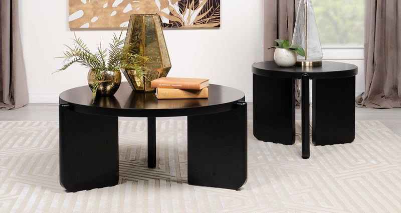 Cordova 2-piece Solid Wood Coffee and End Table Set Black - 709678-S2